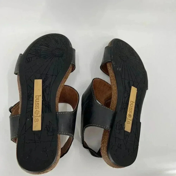 Bussola Black Maynila Flat Adjustable Sandals Leather Women's EU 39 US 8 EUC - Picture 10 of 12